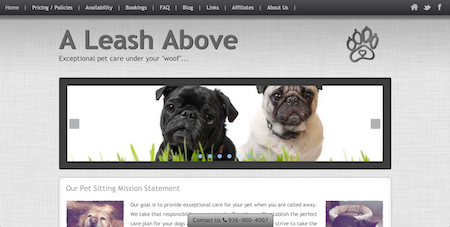 A Leash Above website screenshot
